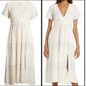 Madewell Clara Plaid Linen Blend Midi Dress Womens Size X-Large NWT